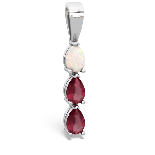 opal-ruby three stone pendant