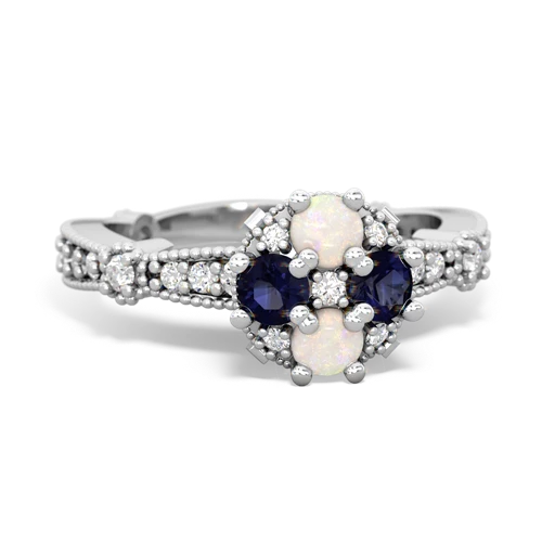 opal-sapphire art deco engagement ring