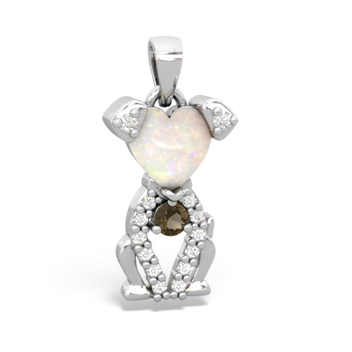 opal-smoky quartz birthstone puppy pendant