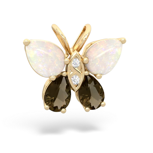 opal-smoky quartz butterfly pendant
