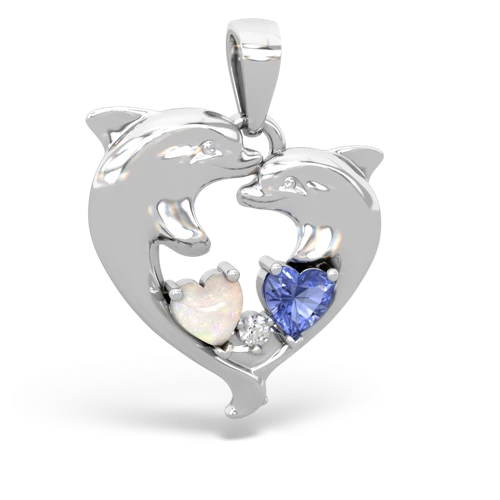 opal-tanzanite dolphins pendant