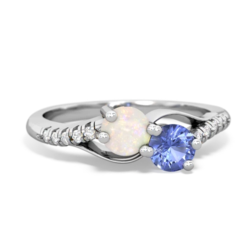 opal-tanzanite two stone infinity ring