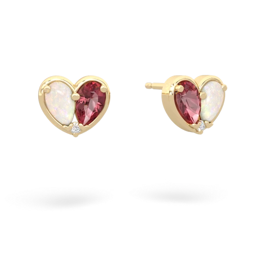 opal-tourmaline one heart earrings