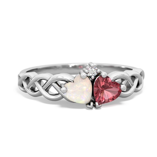 opal-tourmaline celtic braid ring