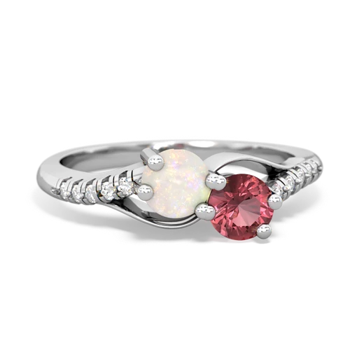 opal-tourmaline two stone infinity ring