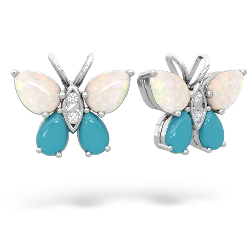 opal-turquoise butterfly earrings