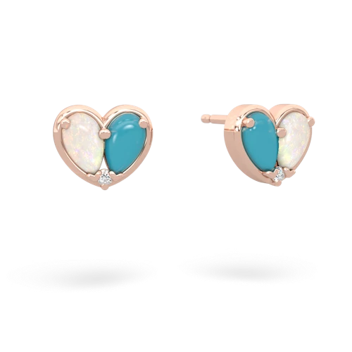opal-turquoise one heart earrings