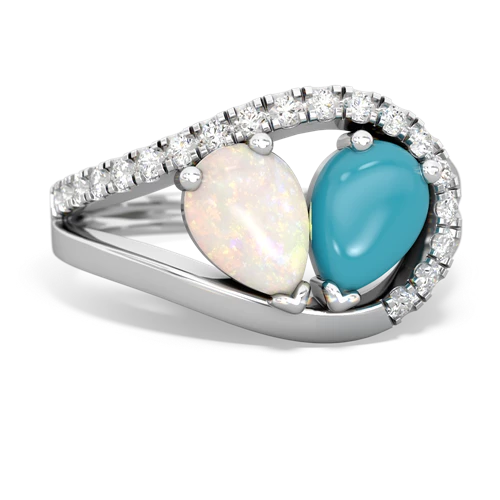 opal-turquoise pave heart ring