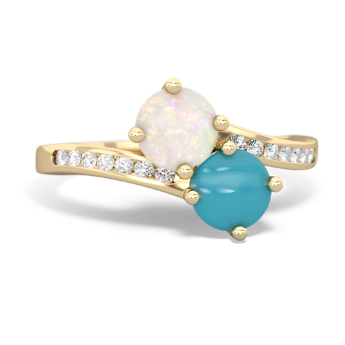 opal-turquoise two stone channel ring