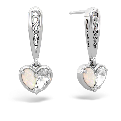 opal-white topaz filligree earrings