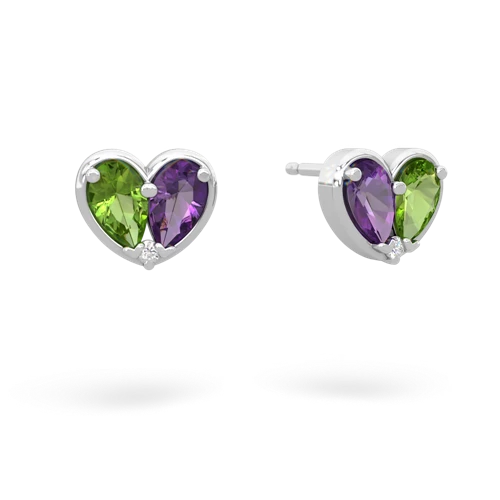 peridot-amethyst one heart earrings