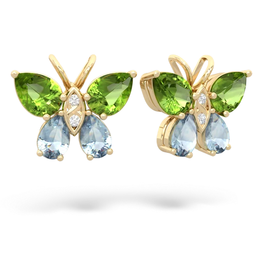 peridot-aquamarine butterfly earrings