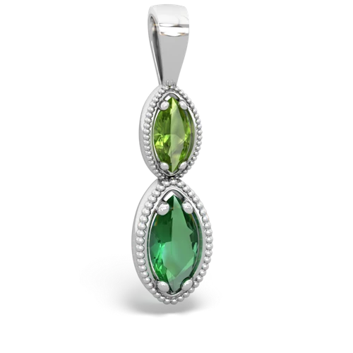 peridot-lab emerald antique milgrain pendant