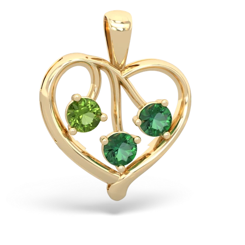 peridot-lab emerald love heart pendant
