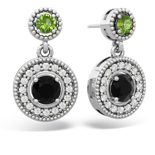 peridot-onyx halo earrings