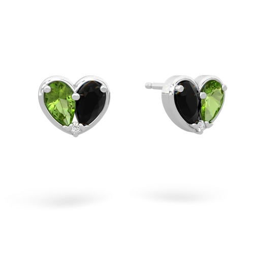 peridot-onyx one heart earrings