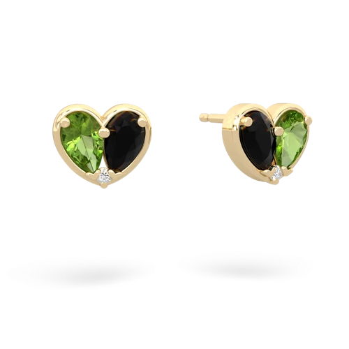 peridot-onyx one heart earrings