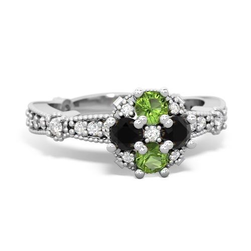 peridot-onyx art deco engagement ring