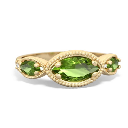 tourmaline-lab emerald milgrain marquise ring