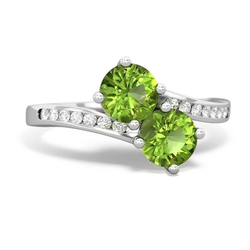 peridot two stone channel ring