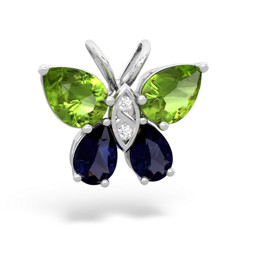 peridot-sapphire butterfly pendant