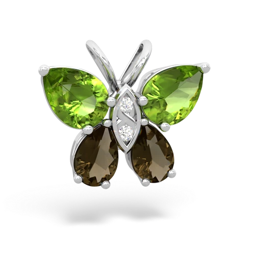 peridot-smoky quartz butterfly pendant