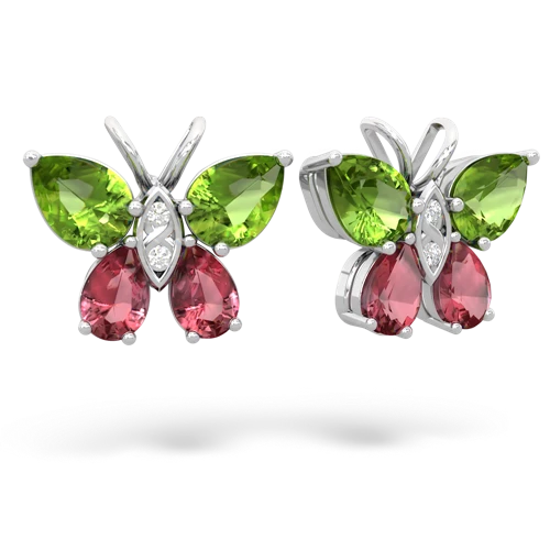 peridot-tourmaline butterfly earrings