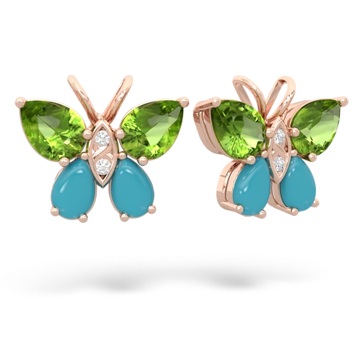 peridot-turquoise butterfly earrings
