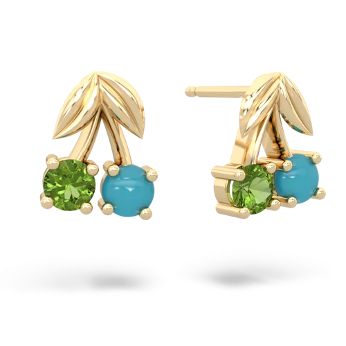 peridot-turquoise cherries earrings