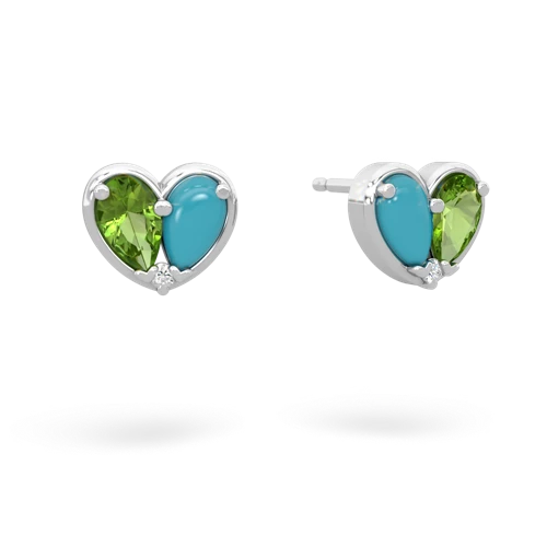 peridot-turquoise one heart earrings