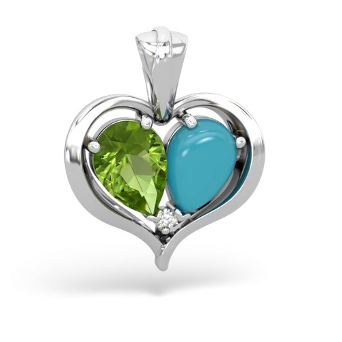 peridot-turquoise half heart whole pendant