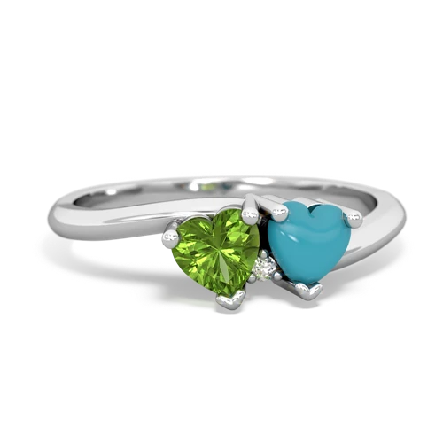 peridot-turquoise sweethearts promise ring