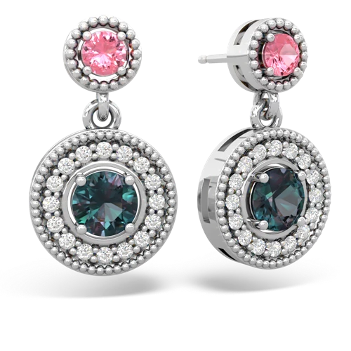 pink sapphire-alexandrite halo earrings