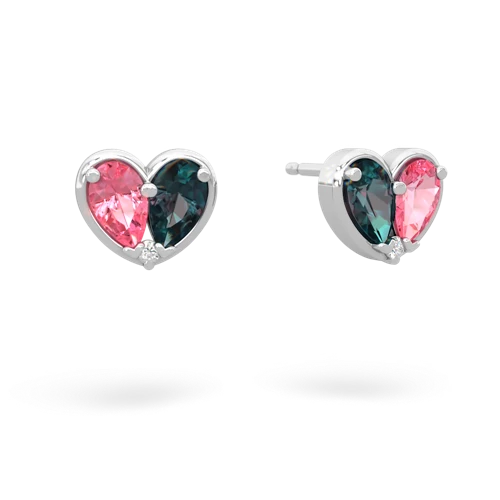 pink sapphire-alexandrite one heart earrings