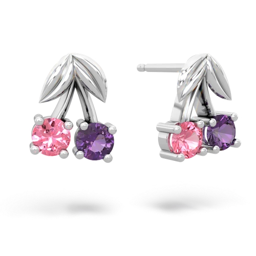 pink sapphire-amethyst cherries earrings