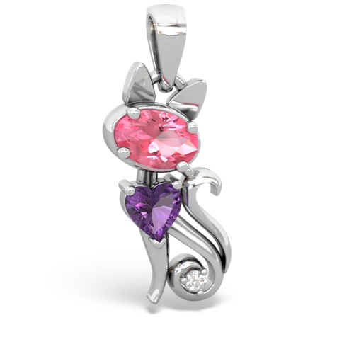 pink sapphire-amethyst kitten pendant