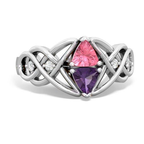 pink sapphire-amethyst celtic knot ring