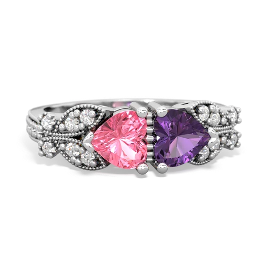 pink sapphire-amethyst keepsake butterfly ring