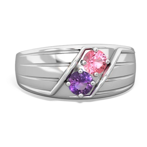 pink sapphire-amethyst mens ring