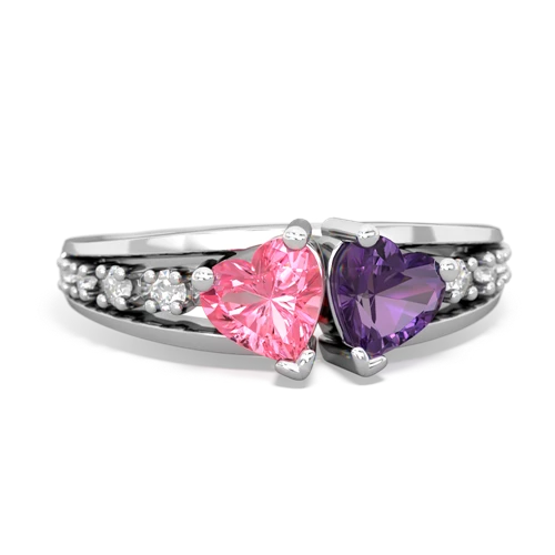 pink sapphire-amethyst modern ring