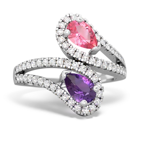 pink sapphire-amethyst pave swirls ring