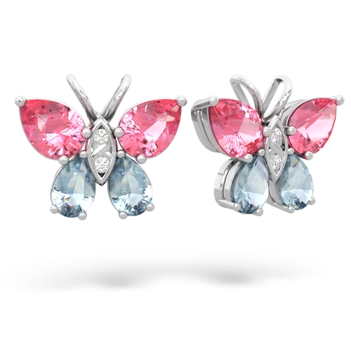 pink sapphire-aquamarine butterfly earrings