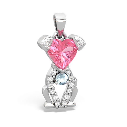 pink sapphire-aquamarine birthstone puppy pendant