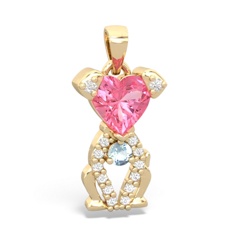 pink sapphire-aquamarine birthstone puppy pendant