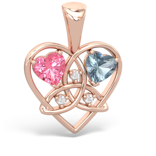 pink sapphire-aquamarine celtic heart pendant