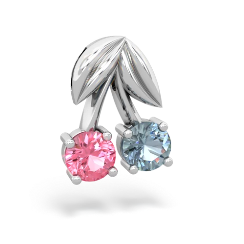 pink sapphire-aquamarine cherries pendant