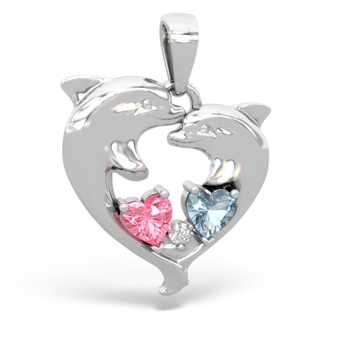 pink sapphire-aquamarine dolphins pendant