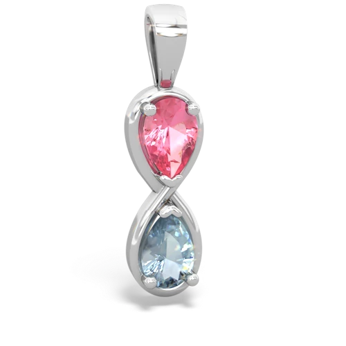 pink sapphire-aquamarine infinity pendant