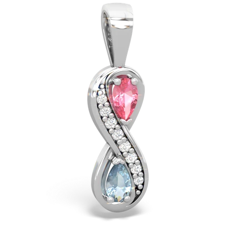 pink sapphire-aquamarine keepsake infinity pendant
