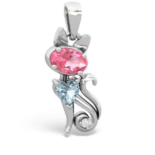 pink sapphire-aquamarine kitten pendant